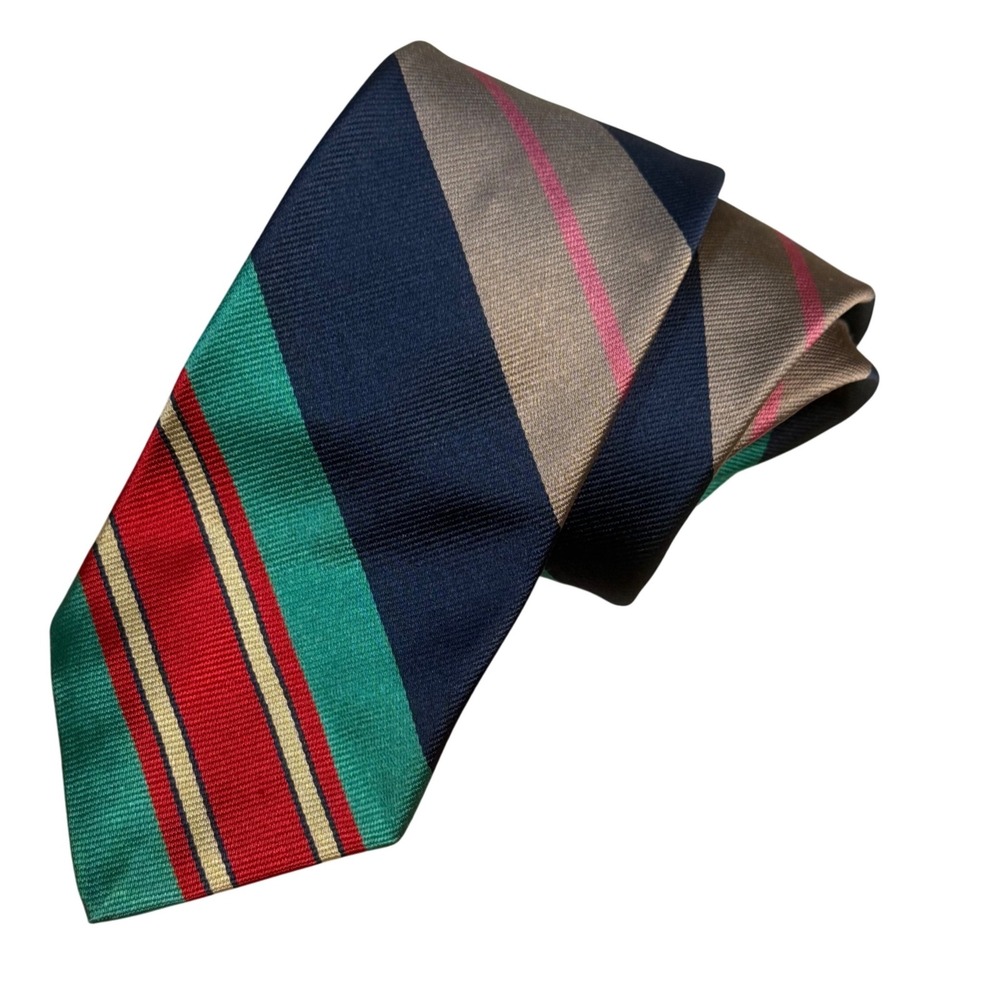 Resilio Striped Necktie - Green, Red, Navy,‎ Brown - Classic Style